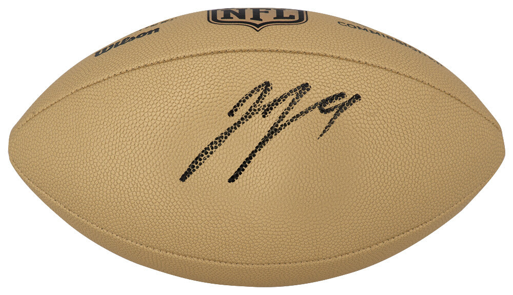 J.J. (JJ) McCarthy Signed Wilson Duke Gold Metallic NFL Full Size Replica Football - (Beckett) - MCCFTB321 - J.J. (JJ) McCarthy Signed Wilson Duke Gold Metallic NFL Full Size Replica Football - (Beckett) product image