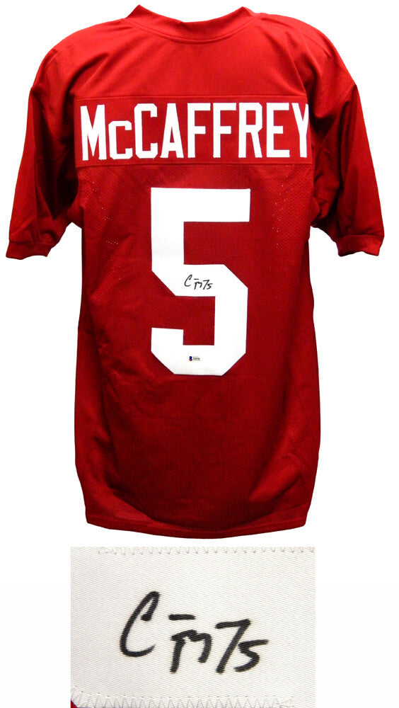 Christian McCaffrey Signed Red Custom College Football Jersey (Beckett) - MCCJRY320 - Christian McCaffrey Signed Red Custom College Football Jersey (Beckett) product image