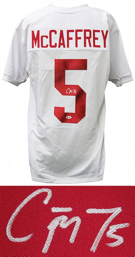 Christian McCaffrey Signed White Custom College Football Jersey (Beckett) - MCCJRY321 - Christian McCaffrey Signed White Custom College Football Jersey (Beckett) product image