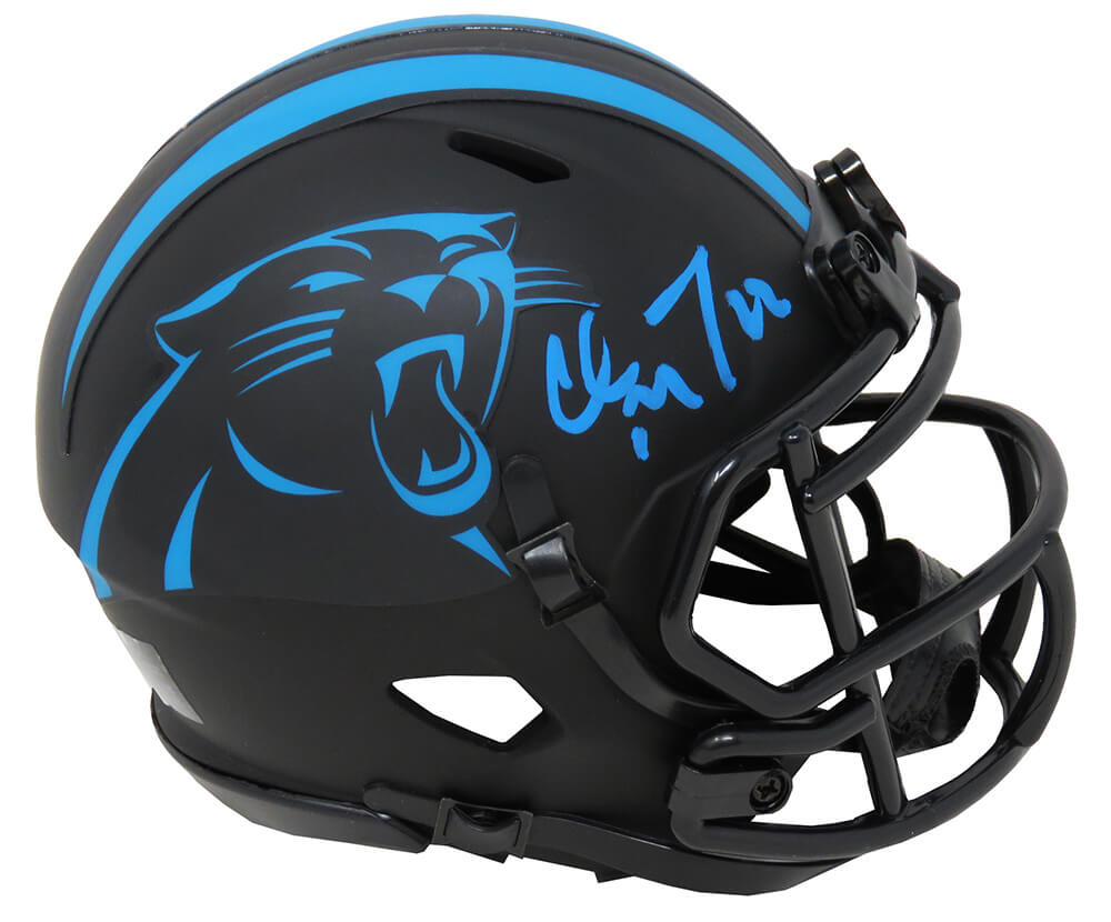 Christian McCaffrey Signed Carolina Panthers Eclipse Black Matte Riddell Speed Mini Helmet (Beckett) - MCCMIN310 - Christian McCaffrey Signed Carolina Panthers Eclipse Black Matte Riddell Speed Mini Helmet (Beckett) product image