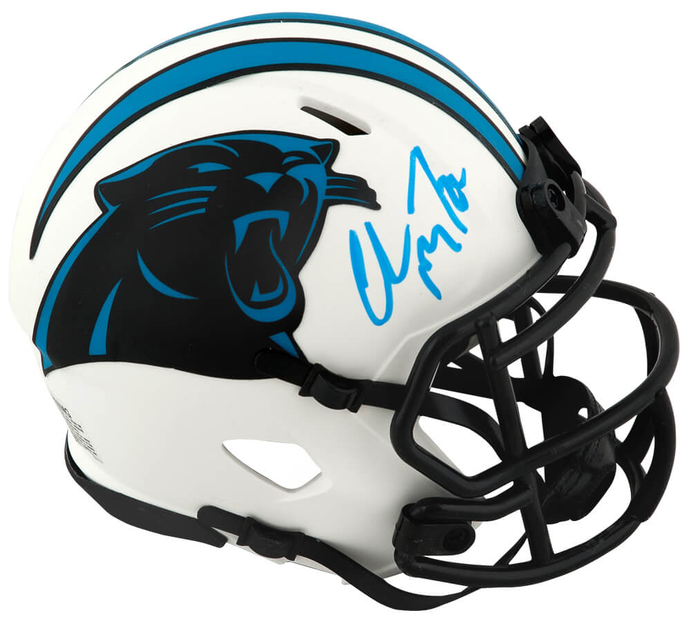 Christian McCaffrey Signed Carolina Panthers Lunar Eclipse Riddell Speed Mini Helmet (Beckett) - MCCMIN311 - Christian McCaffrey Signed Carolina Panthers Lunar Eclipse Riddell Speed Mini Helmet (Beckett) product image