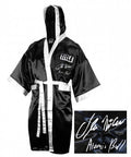 Oliver McCall Signed Title Black Boxing Robe w/Atomic Bull - MCCROB500 - Oliver McCall Signed Title Black Boxing Robe w/Atomic Bull product image