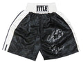 Oliver McCall Signed Title Black With White Trim Boxing Trunks w/Atomic Bull, 94-95 WBC Champ - MCCTRU503 - Oliver McCall Signed Title Black With White Trim Boxing Trunks w/Atomic Bull, 94-95 WBC Champ product image