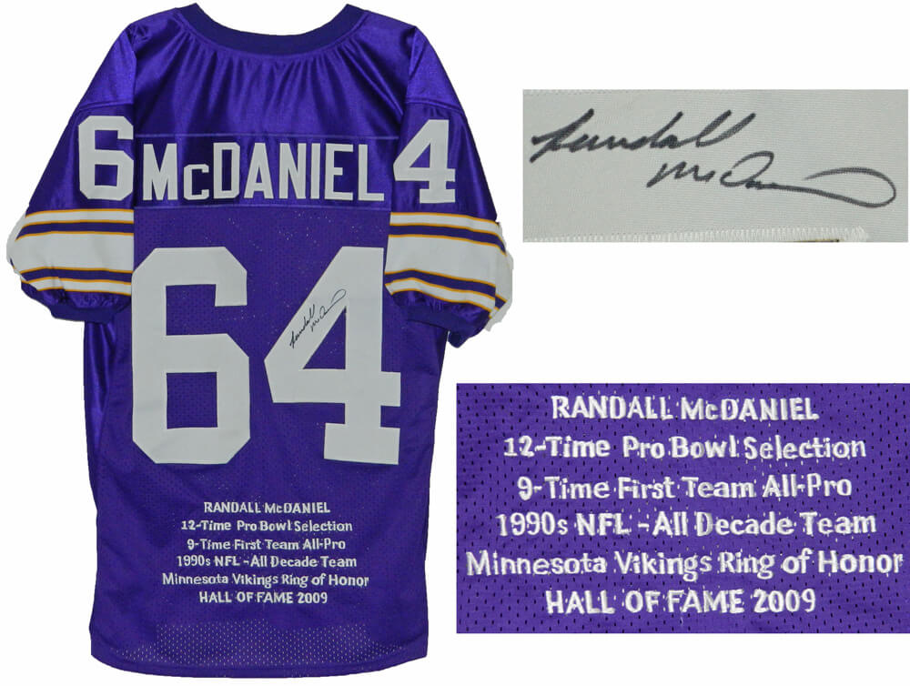 Randall McDaniel Signed Purple Custom Throwback Jersey w/Embroidered Stats - MCDJRY300 - Randall McDaniel Signed Purple Custom Throwback Jersey w/Embroidered Stats product image