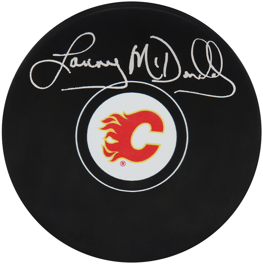 Lanny McDonald Signed Calgary Flames Logo Hockey Puck - MCDPUC412 - Lanny McDonald Signed Calgary Flames Logo Hockey Puck product image