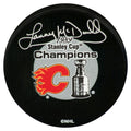 Lanny McDonald Signed Calgary Flames 1989 Stanley Cup Champions Logo Hockey Puck - MCDPUC414 - Lanny McDonald Signed Calgary Flames 1989 Stanley Cup Champions Logo Hockey Puck product image