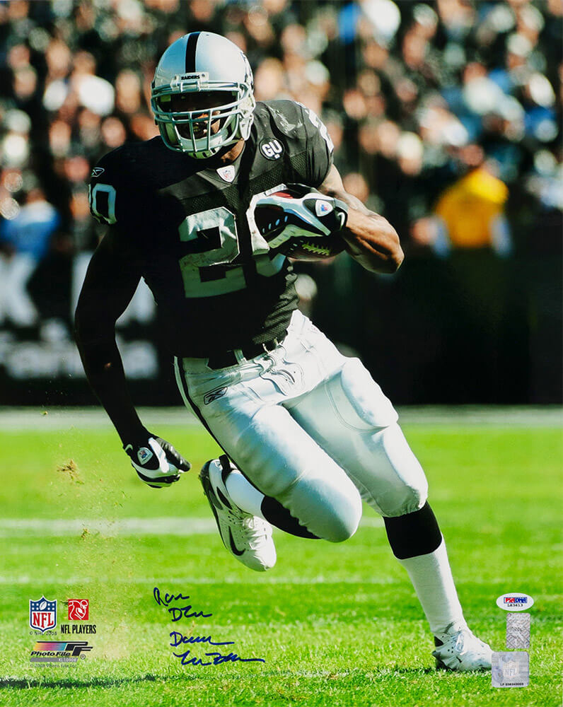 Darren McFadden Signed Raiders Football Action 16x20 Photo w/Run DMC - (PSA) - MCF16P303 - Darren McFadden Signed Raiders Football Action 16x20 Photo w/Run DMC - (PSA) product image