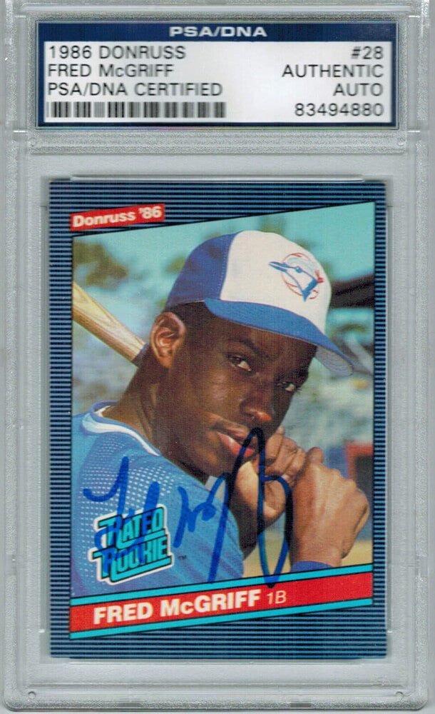 Fred McGriff Signed Blue Jays 1986 Donruss Rookie Card #28 - PSA/DNA - MCGCAR101 - Fred McGriff Signed Blue Jays 1986 Donruss Rookie Card #28 - PSA/DNA product image