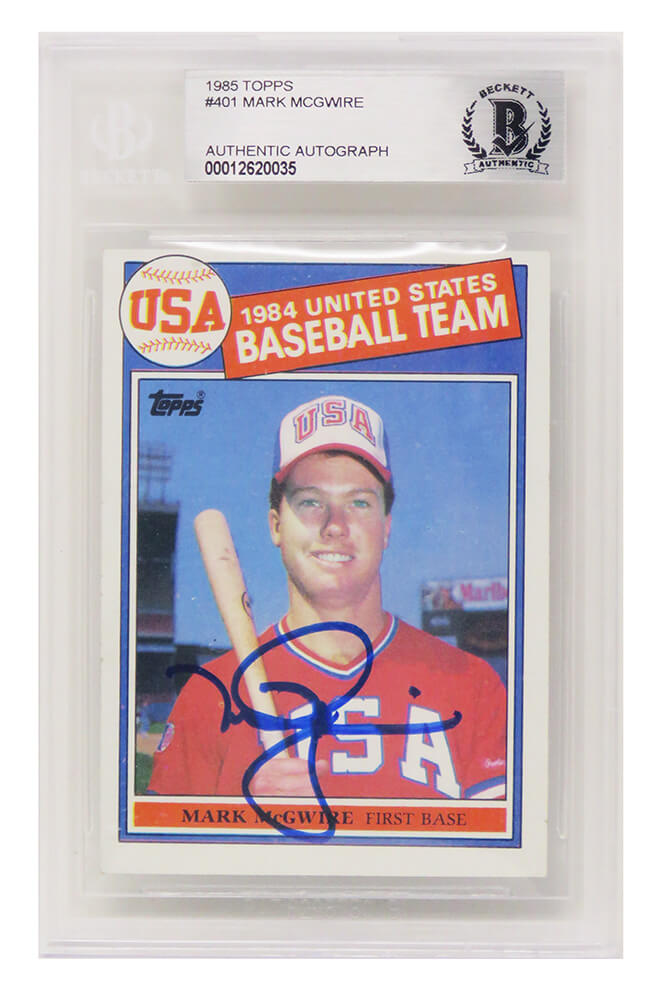 Mark McGwire Signed Team USA 1985 Topps Rookie Card #401 (Beckett Encapsulated) - MCGCAR111 - Mark McGwire Signed Team USA 1985 Topps Rookie Card #401 (Beckett Encapsulated) product image