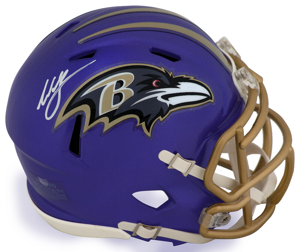 Willis McGahee Signed Baltimore Ravens FLASH Riddell Speed Mini Helmet - MCGMIN301 - Willis McGahee Signed Baltimore Ravens FLASH Riddell Speed Mini Helmet product image