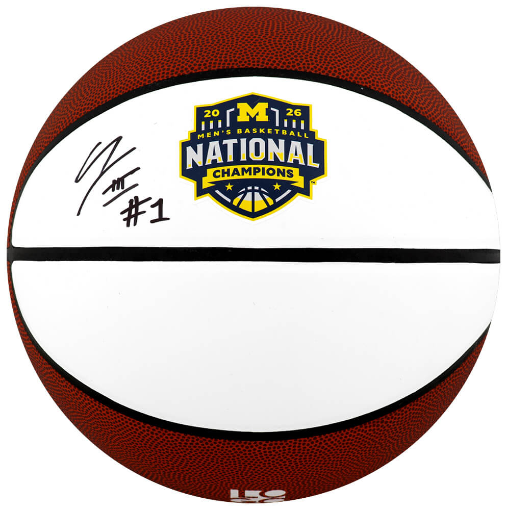 Trey McKenney Signed Michigan Wolverines 2026 National Champions White Logo Basketball - MCKBSK200 - Trey McKenney Signed Michigan Wolverines 2026 National Champions White Logo Basketball product image