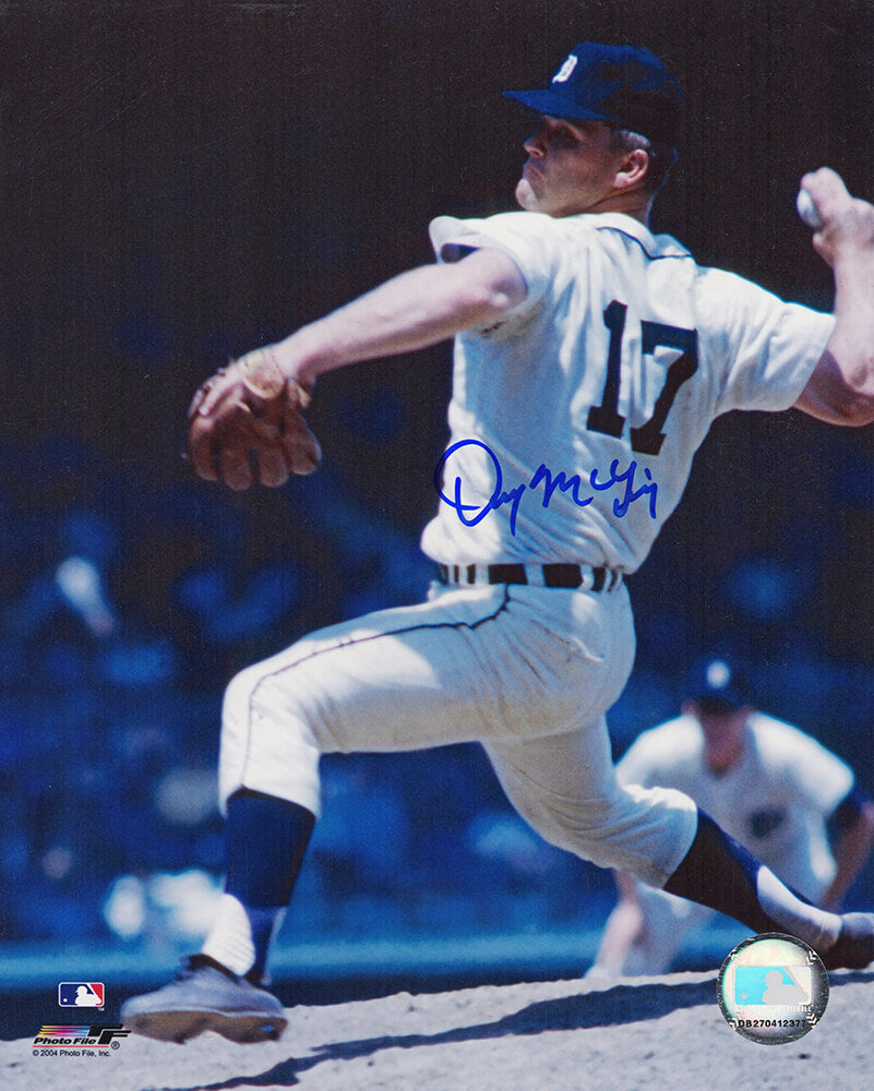 Denny McLain Signed Detroit Tigers White Jersey Pitching 8x10 Photo - MCL08P108 - Denny McLain Signed Detroit Tigers White Jersey Pitching 8x10 Photo product image
