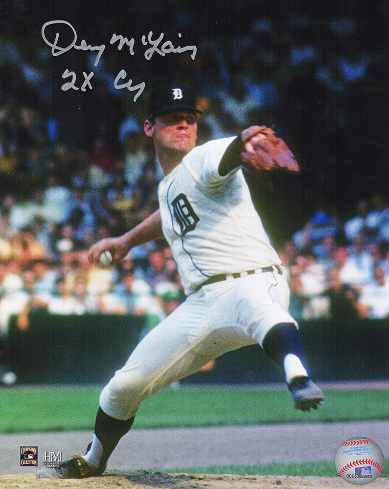 Denny McLain Signed Detroit Tigers Pitching 8x10 Photo w/2x CY - MCL08P110 - Denny McLain Signed Detroit Tigers Pitching 8x10 Photo w/2x CY product image