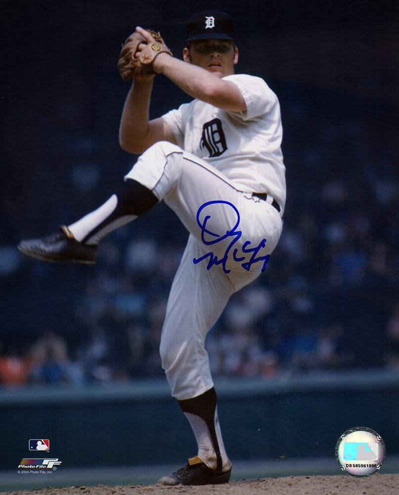 Denny McLain Signed Detroit Tigers White Jersey Wind Up Pitching 8x10 Photo - MCL08P114 - Denny McLain Signed Detroit Tigers White Jersey Wind Up Pitching 8x10 Photo product image