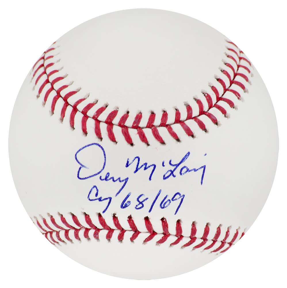Denny McLain Signed Rawlings Official MLB Baseball w/CY 68, 69 - MCLBSB107 - Denny McLain Signed Rawlings Official MLB Baseball w/CY 68, 69 product image