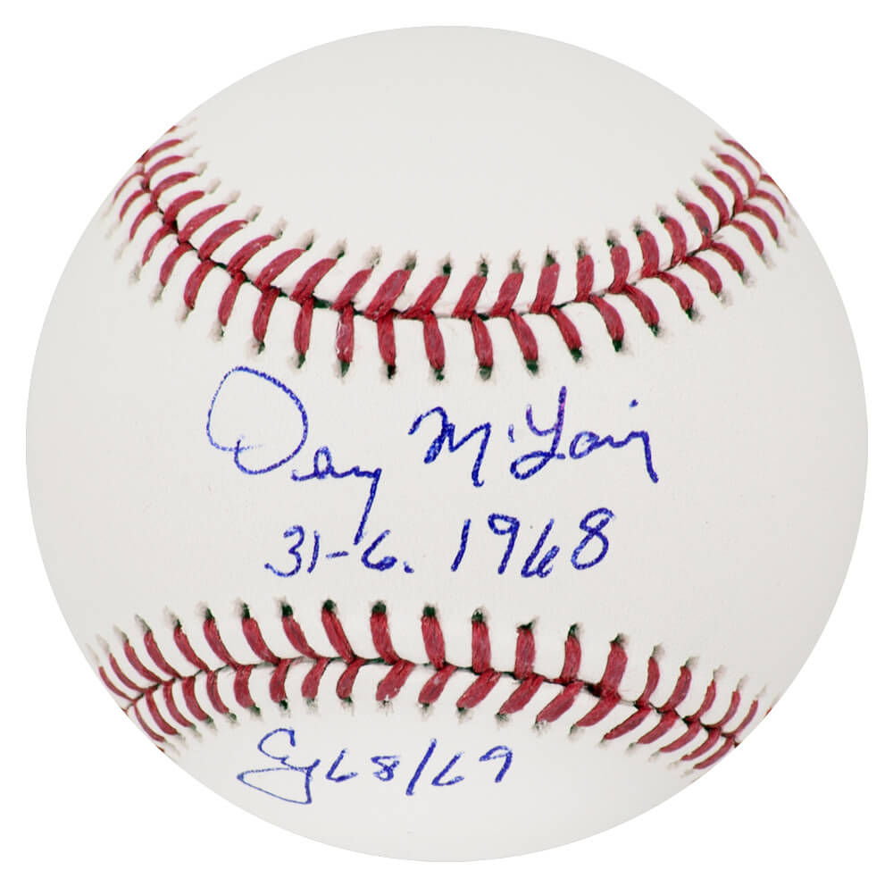 Denny McLain Signed Rawlings Official MLB Baseball w/31-6, 1968, CY 68-69 - MCLBSB109 - Denny McLain Signed Rawlings Official MLB Baseball w/31-6, 1968, CY 68-69 product image
