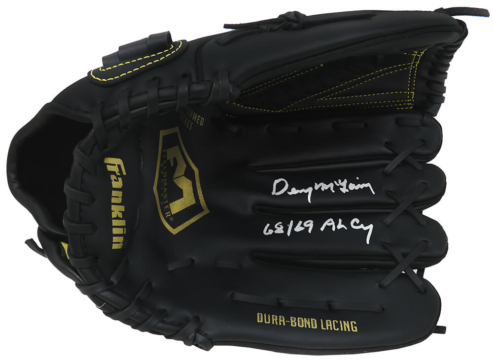 Denny McLain Signed Franklin Black Baseball Fielders Glove w/68, 69 AL CY - MCLGLV103 - Denny McLain Signed Franklin Black Baseball Fielders Glove w/68, 69 AL CY product image