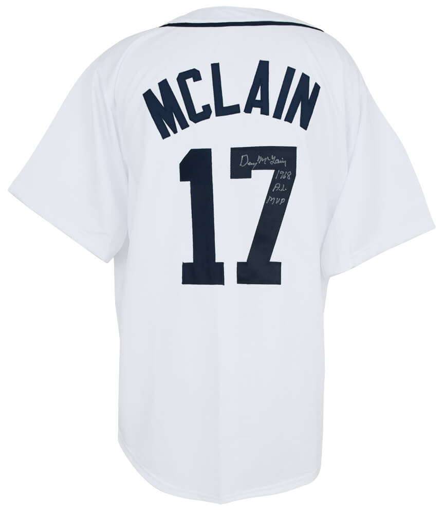 Denny McLain Signed White Throwback Custom Baseball Jersey w/1968 AL MVP - MCLJRY101 - Denny McLain Signed White Throwback Custom Baseball Jersey w/1968 AL MVP product image