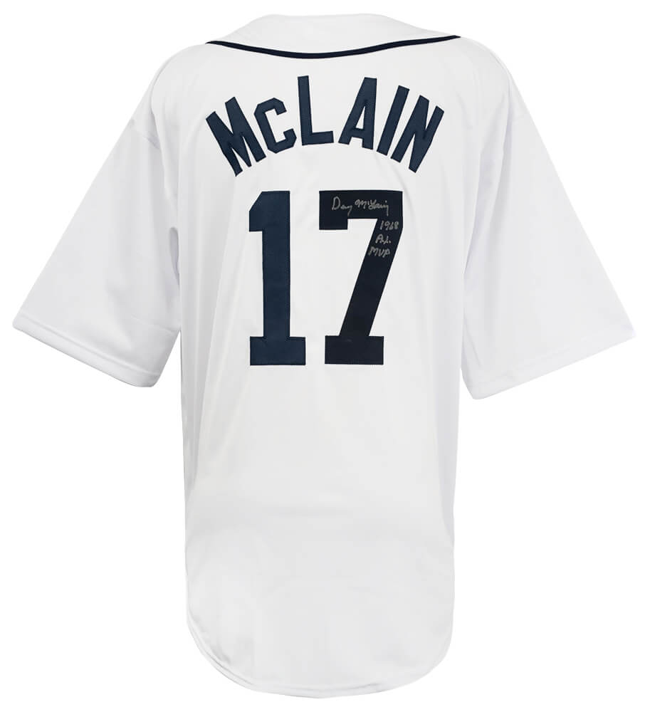 Denny McLain Signed White Custom Baseball Jersey w/1968 AL MVP - MCLJRY102 - Denny McLain Signed White Custom Baseball Jersey w/1968 AL MVP product image
