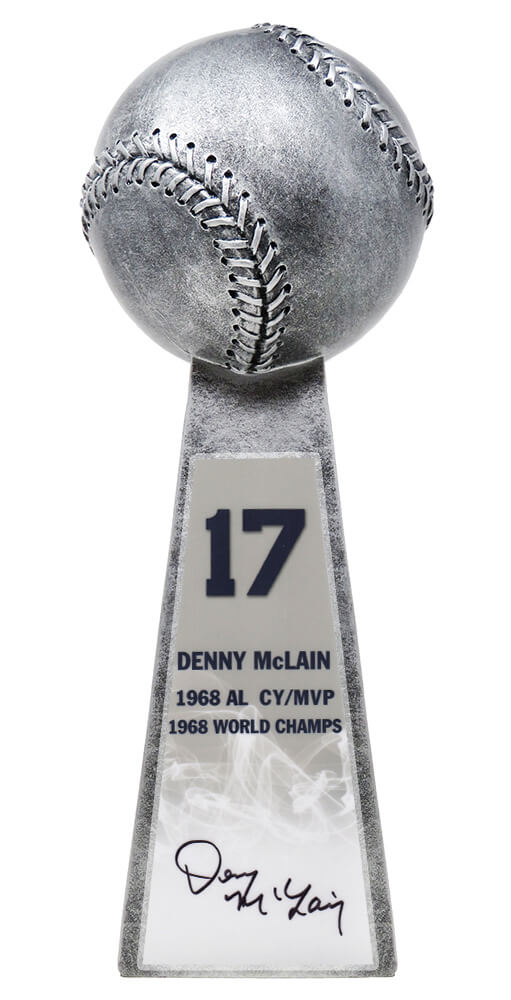 Denny McLain Signed Baseball World Champion 14 Inch Replica Silver Trophy - MCLTRO100 - Denny McLain Signed Baseball World Champion 14 Inch Replica Silver Trophy product image