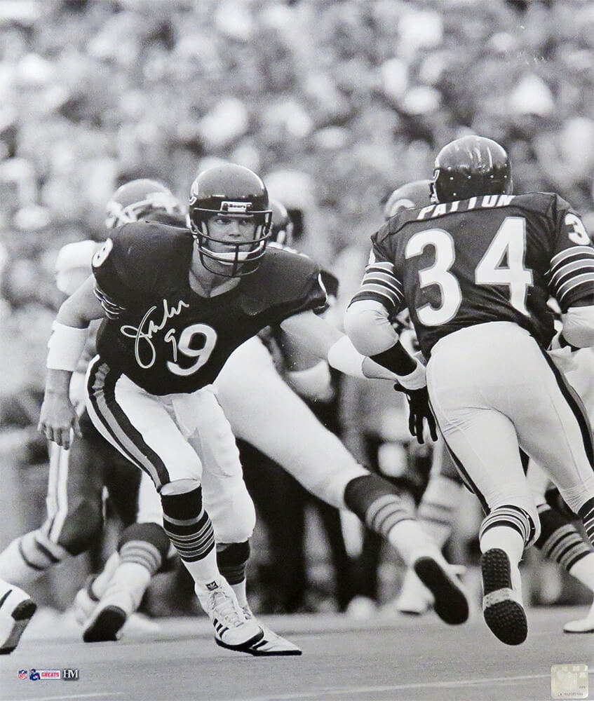 Jim McMahon Signed Chicago Bears Hand Off To Walter Payton B&W 16x20 Photo - MCM16P306 - Jim McMahon Signed Chicago Bears Hand Off To Walter Payton B&W 16x20 Photo product image