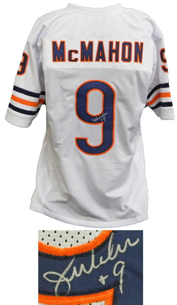 Jim McMahon Signed White Custom Throwback Football Jersey - MCMJRY303 - Jim McMahon Signed White Custom Throwback Football Jersey product image