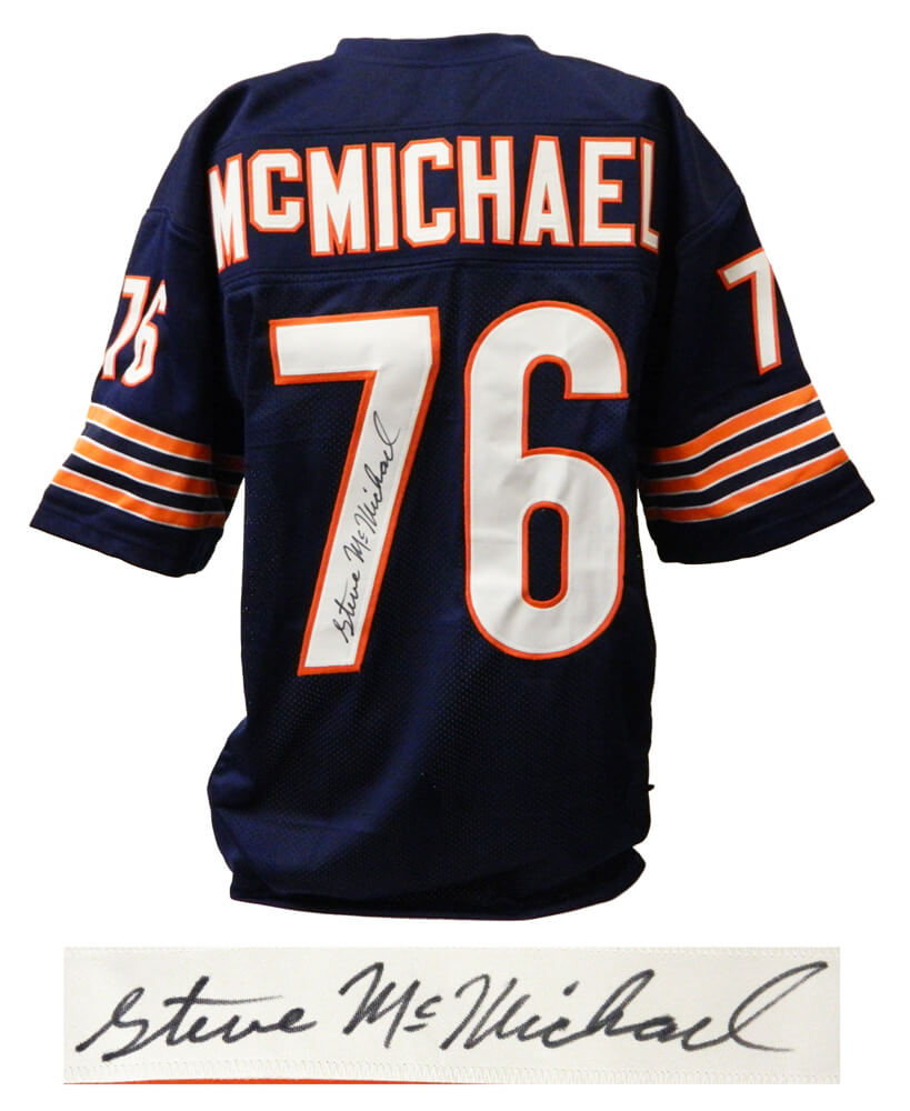 Steve McMichael Signed Navy Custom Throwback Football Jersey - MCMJRY310 - Steve McMichael Signed Navy Custom Throwback Football Jersey product image
