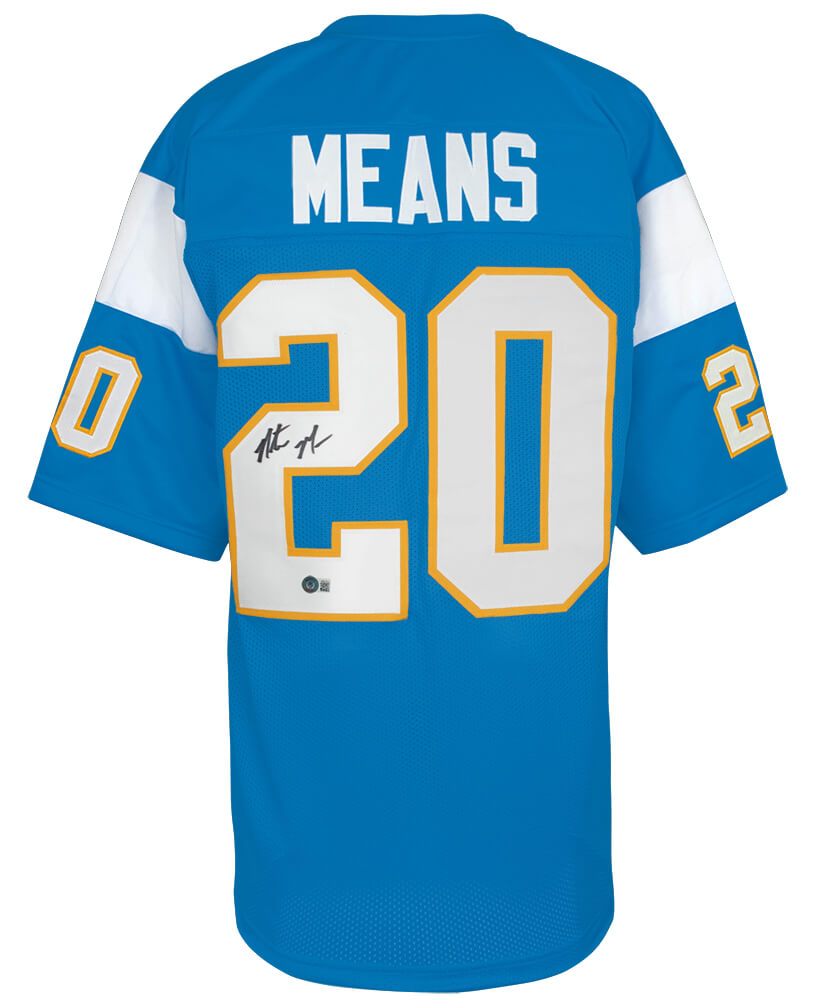 Natrone Means Signed Powder Blue Custom Football Jersey - (Beckett) - MEAJRY300 - Natrone Means Signed Powder Blue Custom Football Jersey - (Beckett) product image