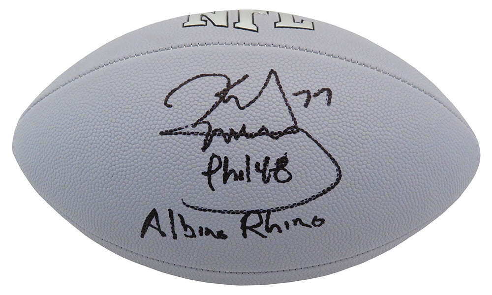 Karl Mecklenburg Signed Wilson MVP Silver Full Size Football w/Albino Rhino - MECFTB300 - Karl Mecklenburg Signed Wilson MVP Silver Full Size Football w/Albino Rhino product image