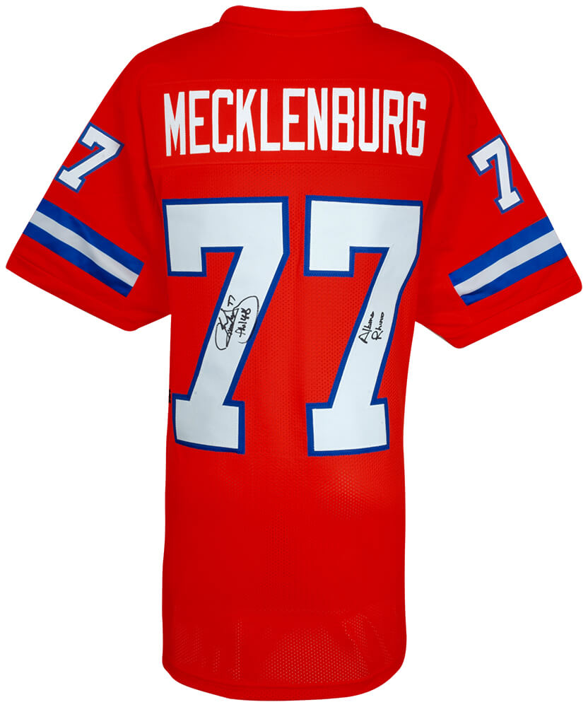 Karl Mecklenburg Signed Orange Custom Football Jersey w/Albino Rhino - MECJRY301 - Karl Mecklenburg Signed Orange Custom Football Jersey w/Albino Rhino product image
