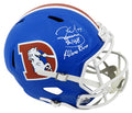 Karl Mecklenburg Signed Denver Broncos Throwback Riddell Full Size Speed Replica Helmet w/Albino Rhino - MECREP300 - Karl Mecklenburg Signed Denver Broncos Throwback Riddell Full Size Speed Replica Helmet w/Albino Rhino product image