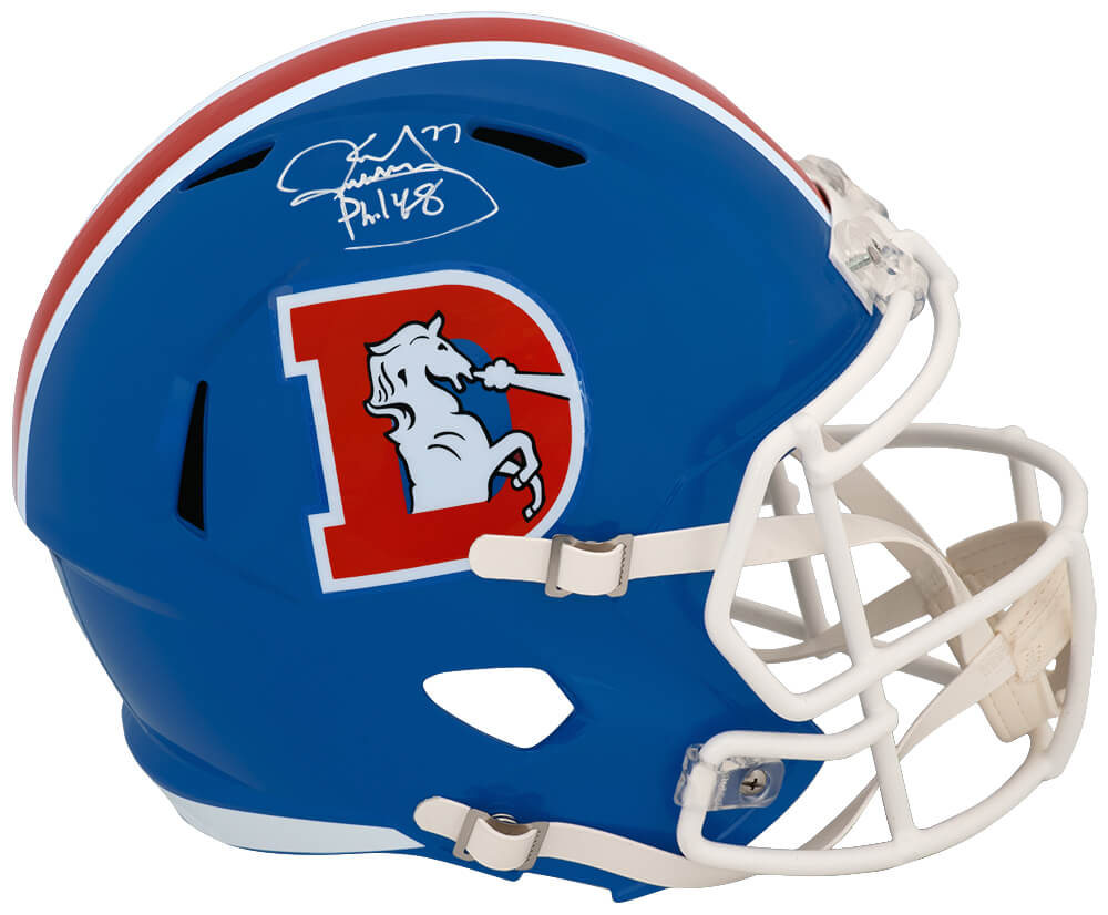 Karl Mecklenburg Signed Denver Broncos Throwback Riddell Full Size Speed Replica Helmet - MECREP302 - Karl Mecklenburg Signed Denver Broncos Throwback Riddell Full Size Speed Replica Helmet product image