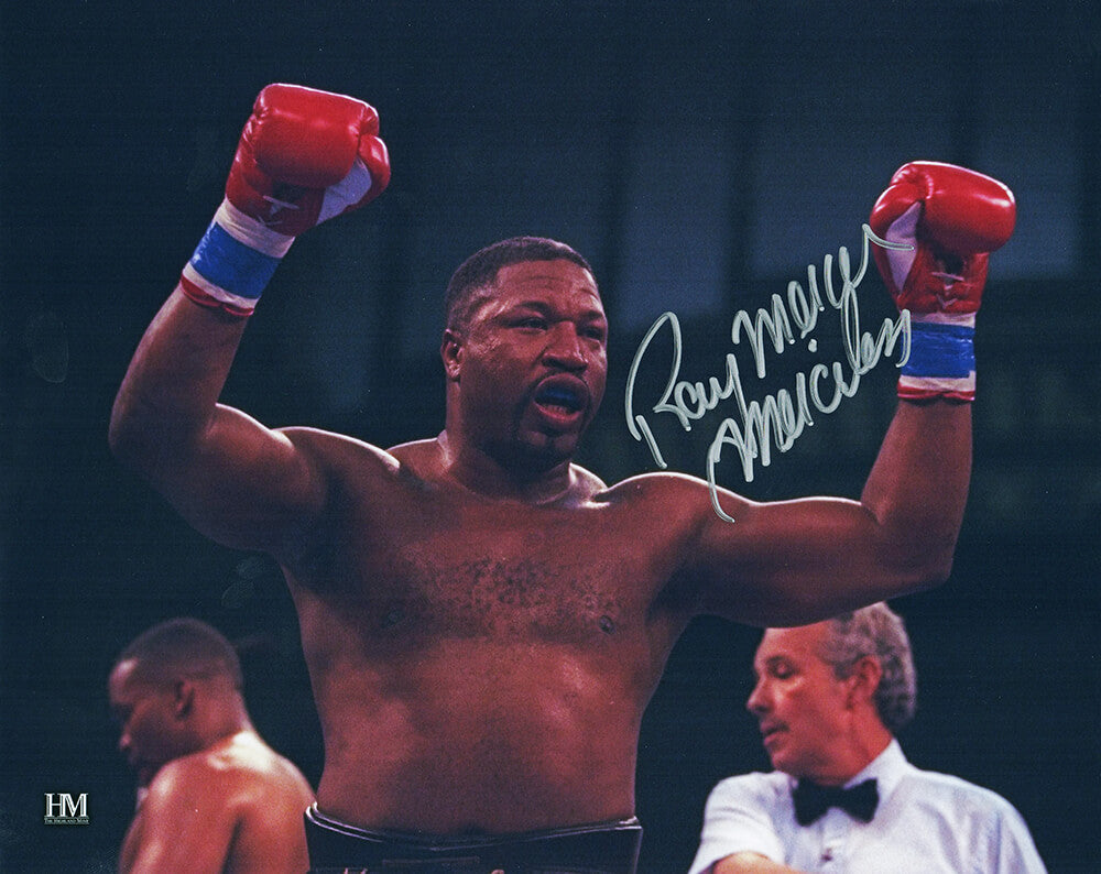 Ray Mercer Signed Boxing Arms Raised 8x10 Photo w/Merciless - MER08P502 - Ray Mercer Signed Boxing Arms Raised 8x10 Photo w/Merciless product image