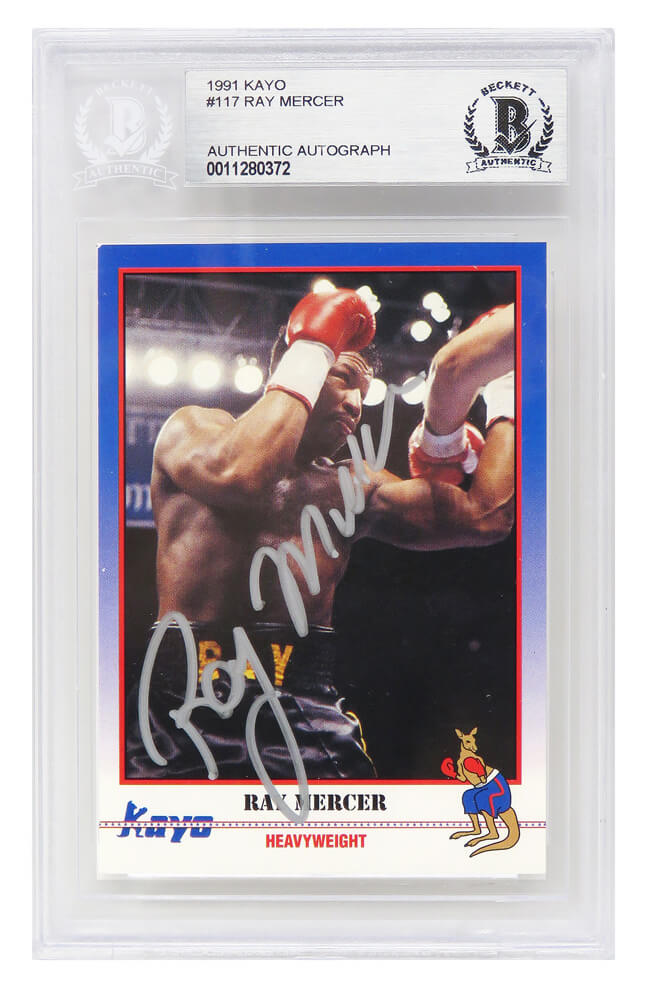 Ray Mercer Signed 1991 Kayo Boxing Trading Card #117 - (Beckett Encapsulated) - MERCAR500 - Ray Mercer Signed 1991 Kayo Boxing Trading Card #117 - (Beckett Encapsulated) product image