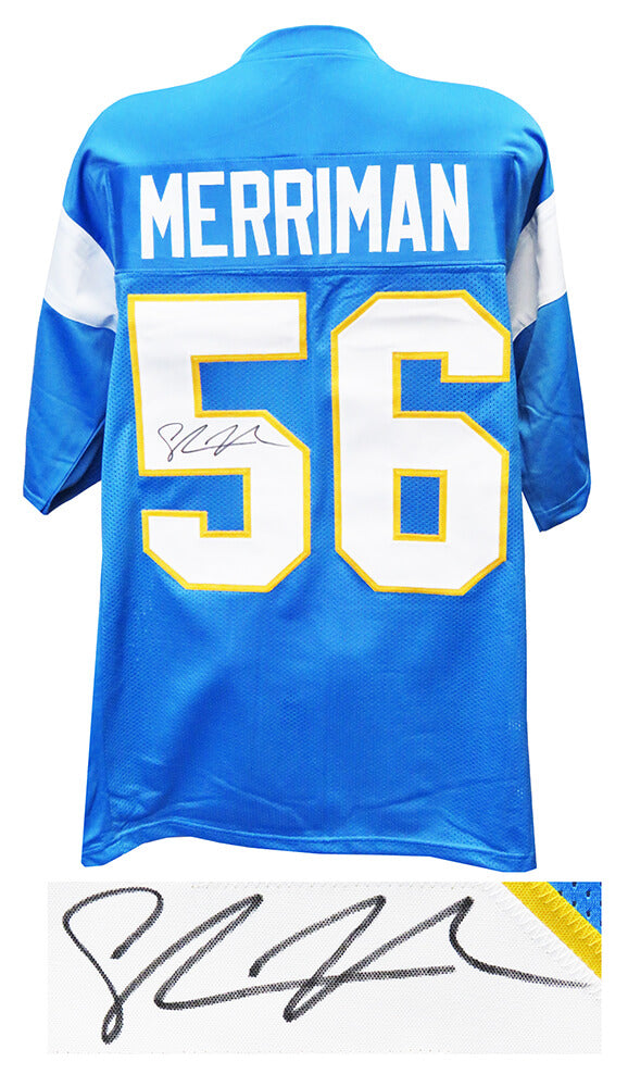 Shawne Merriman Signed Powder Blue Custom Football Jersey - MERJRY300 - Shawne Merriman Signed Powder Blue Custom Football Jersey product image
