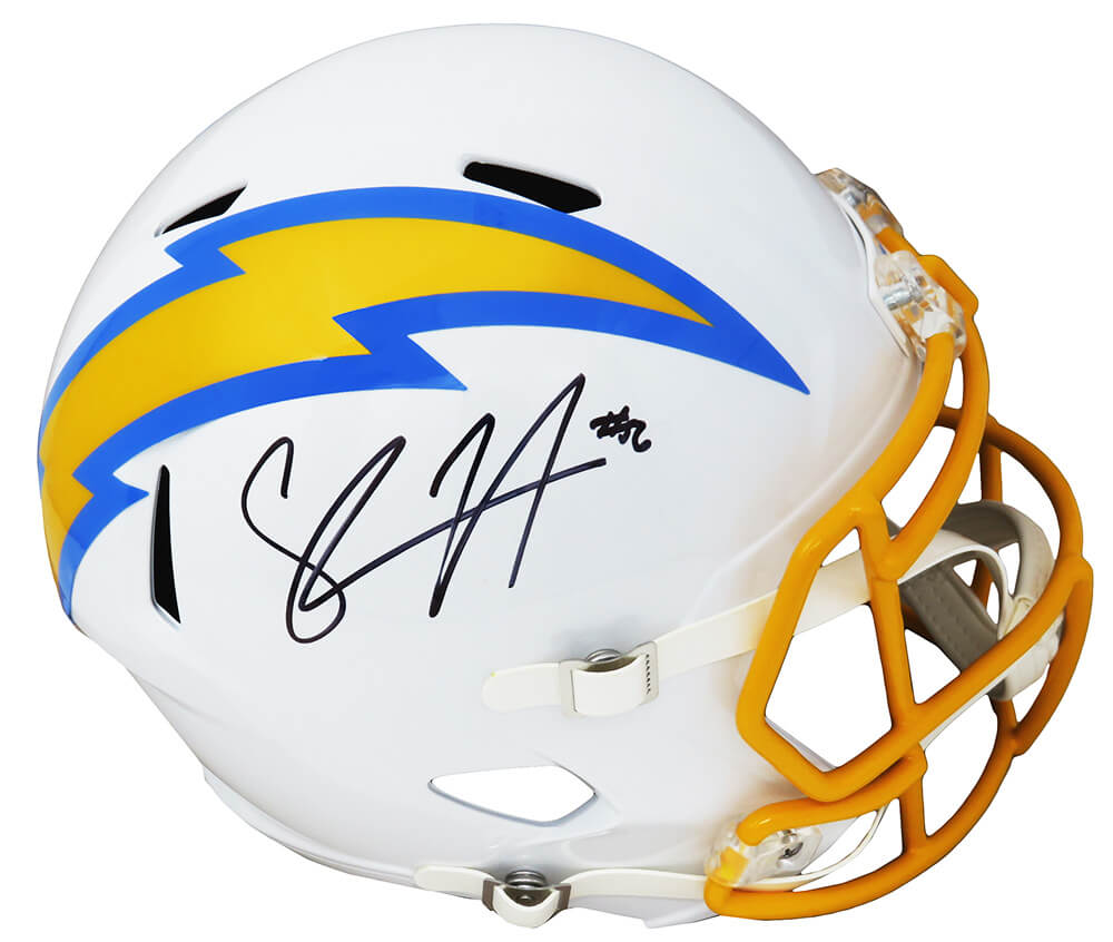 Shawne Merriman Signed Chargers Riddell Full Size Speed Replica Helmet - MERREP300 - Shawne Merriman Signed Chargers Riddell Full Size Speed Replica Helmet product image