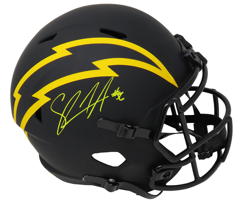 Shawne Merriman Signed Chargers Eclipse Black Matte Riddell Full Size Speed Replica Helmet - MERREP301 - Shawne Merriman Signed Chargers Eclipse Black Matte Riddell Full Size Speed Replica Helmet product image
