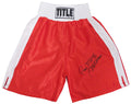 Ray Mercer Signed Title Red With White Trim Boxing Trunks w/Merciless - MERTRU504 - Ray Mercer Signed Title Red With White Trim Boxing Trunks w/Merciless product image