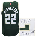 Khris Middleton Signed Milwaukee Bucks Green Nike Basketball Jersey w/2021 NBA Champs - MIDJRY201 - Khris Middleton Signed Milwaukee Bucks Green Nike Basketball Jersey w/2021 NBA Champs product image