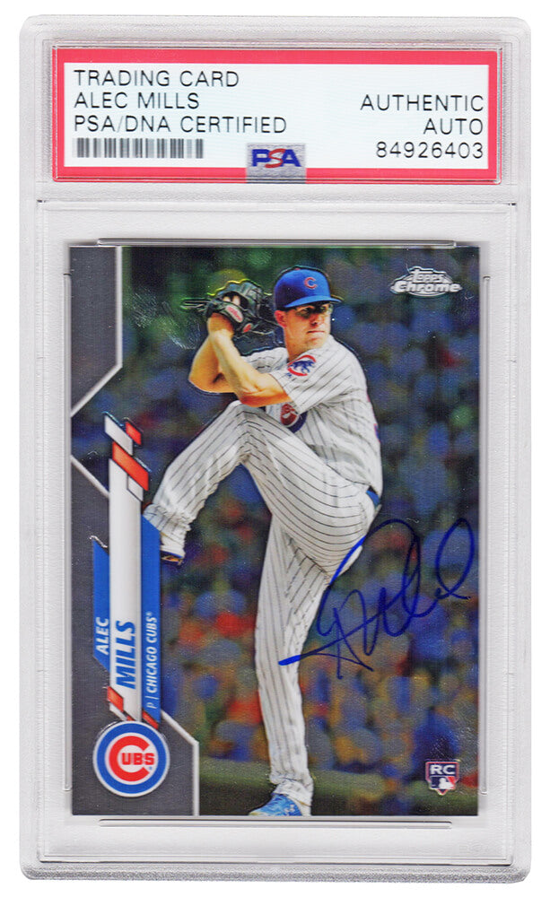 Alec Mills Signed Chicago Cubs 2020 Topps Chrome Update Baseball Rookie Card #U7 - (PSA Encapsulated) - MILCAR102 - Alec Mills Signed Chicago Cubs 2020 Topps Chrome Update Baseball Rookie Card #U7 - (PSA Encapsulated) product image