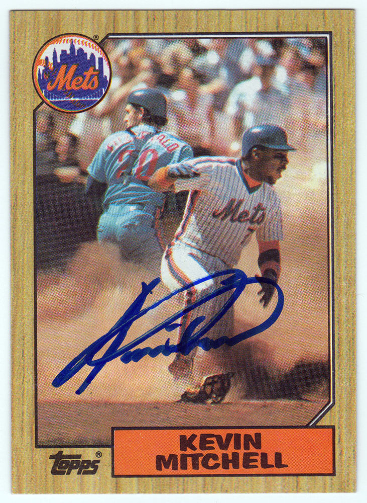 Kevin Mitchell Signed New York Mets 1987 Topps Rookie Baseball Card #653 - MITCAR101 - Kevin Mitchell Signed New York Mets 1987 Topps Rookie Baseball Card #653 product image