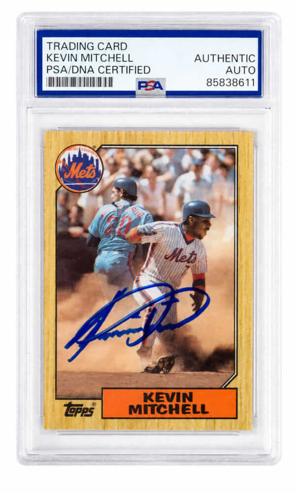 Kevin Mitchell Signed New York Mets 1987 Topps Rookie Baseball Card #653 - (PSA Encapsulated) - MITCAR103 - Kevin Mitchell Signed New York Mets 1987 Topps Rookie Baseball Card #653 - (PSA Encapsulated) product image