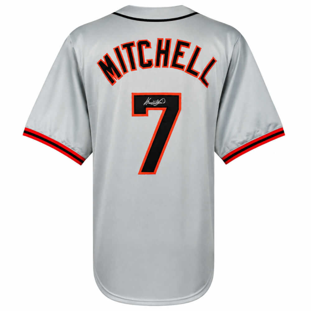 Kevin Mitchell Signed Grey Throwback Custom Baseball Jersey - MITJRY102 - Kevin Mitchell Signed Grey Throwback Custom Baseball Jersey product image