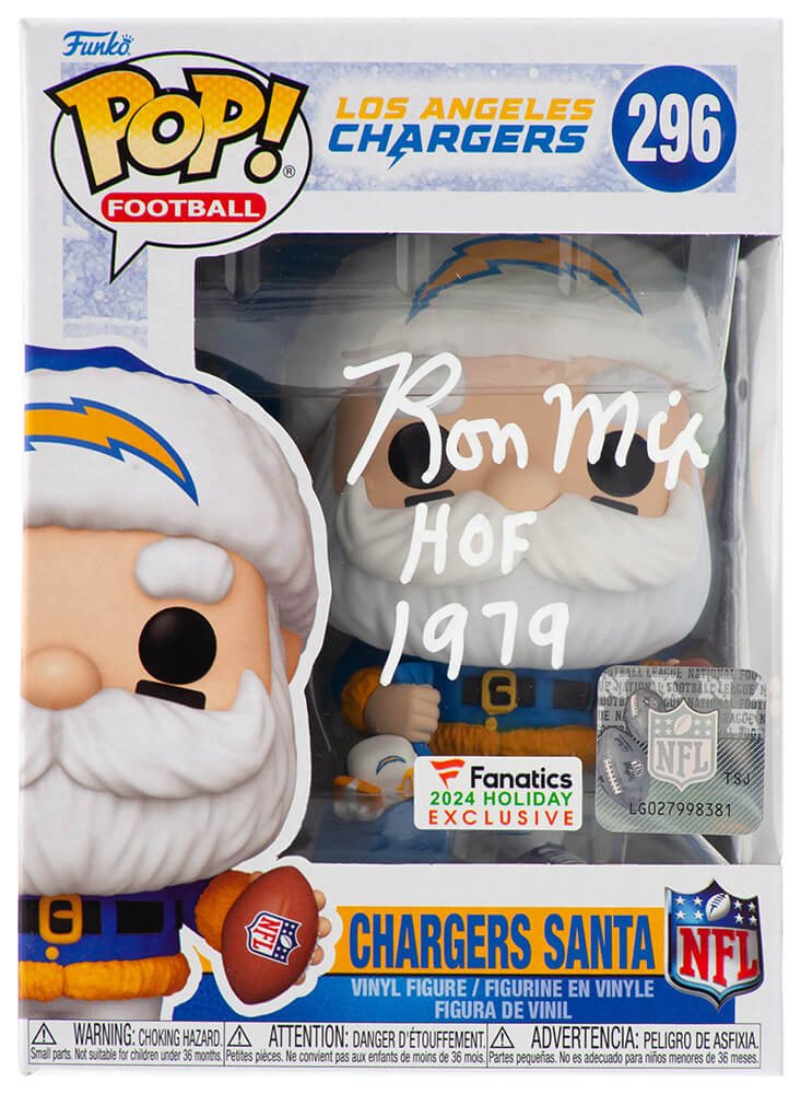 Ron Mix Signed Los Angeles Chargers SANTA Funko Pop Doll #296 w/HOF 1979 - MIXFUN300 - Ron Mix Signed Los Angeles Chargers SANTA Funko Pop Doll #296 w/HOF 1979 product image