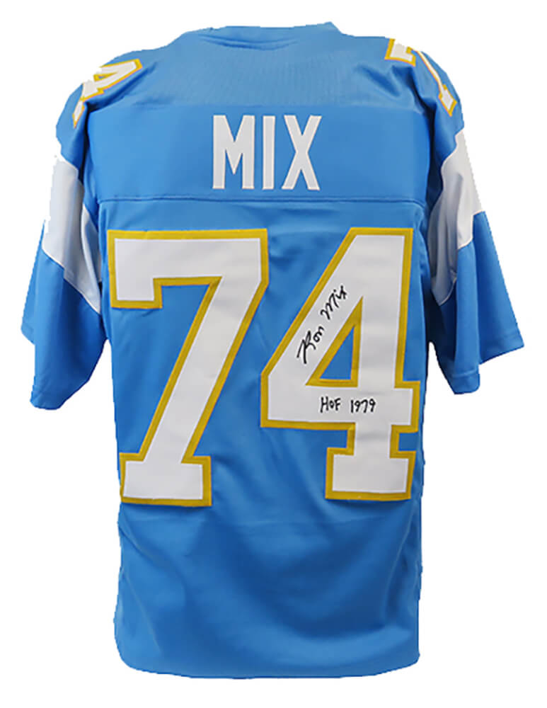 Ron Mix Signed Powder Blue Custom Football Jersey w/HOF 1979 - MIXJRY310 - Ron Mix Signed Powder Blue Custom Football Jersey w/HOF 1979 product image
