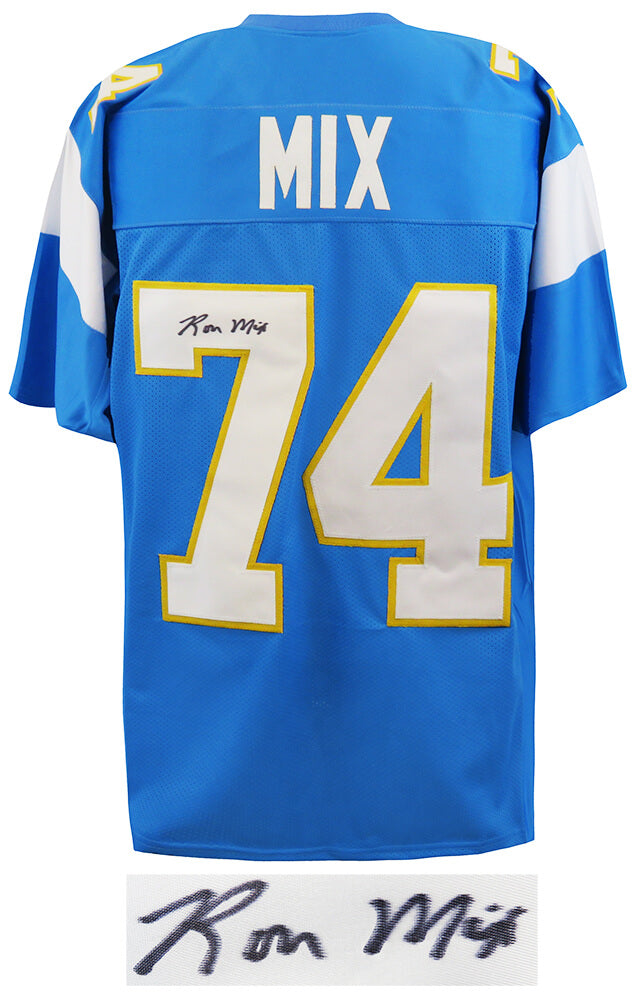 Ron Mix Signed Powder Blue T/B Custom Football Jersey - MIXJRY311 - Ron Mix Signed Powder Blue T/B Custom Football Jersey product image
