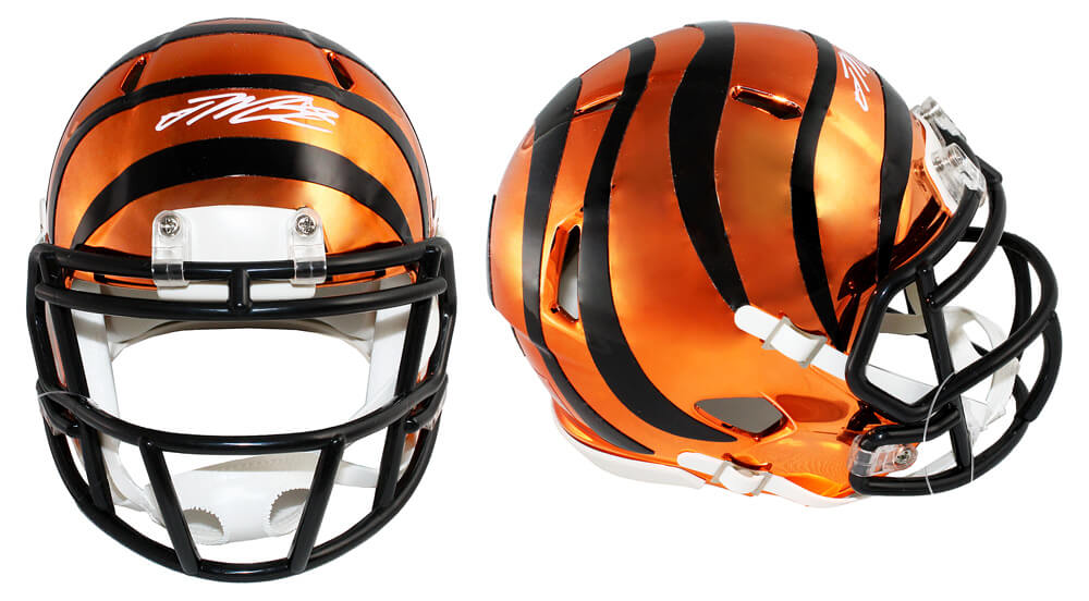Joe Mixon Signed Cincinnati Bengals Chrome Riddell Speed Mini Helmet - MIXMIN301 - Joe Mixon Signed Cincinnati Bengals Chrome Riddell Speed Mini Helmet product image