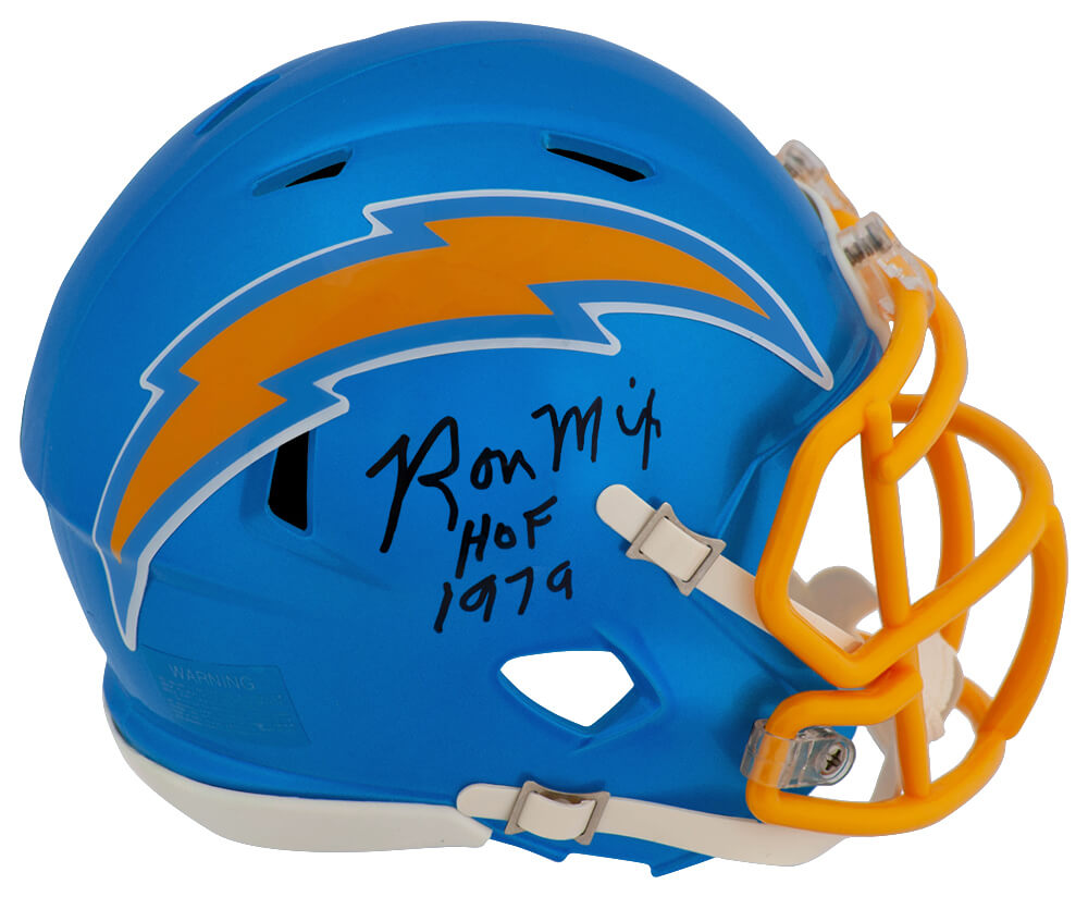 Ron Mix Signed Chargers FLASH Riddell Speed Mini Helmet w/HOF 1979 - MIXMIN311 - Ron Mix Signed Chargers FLASH Riddell Speed Mini Helmet w/HOF 1979 product image