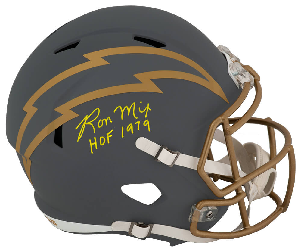 Ron Mix Signed Chargers SLATE Riddell Full Size Speed Replica Helmet w/HOF 1979 - MIXREP313 - Ron Mix Signed Chargers SLATE Riddell Full Size Speed Replica Helmet w/HOF 1979 product image