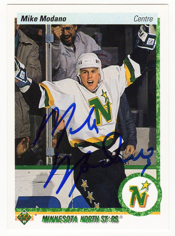 Mike Modano Signed Minnesota North Stars 1990-91 Upper Deck Hockey Rookie Card #46 - MODCAR402 - Mike Modano Signed Minnesota North Stars 1990-91 Upper Deck Hockey Rookie Card #46 product image